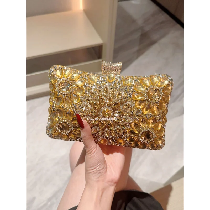 

uxury Sparking Rhinestone Evening Clutch Bags Formal Dinner Ladies Diamond Clutch Purse Wedding Handbags
