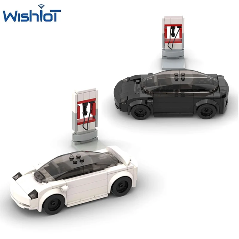 Simulation Charging New Energy Vehicles MOC Small Building Blocks Set Boys Educational Toys Assembly Cars Model Bricks DIY Gifts