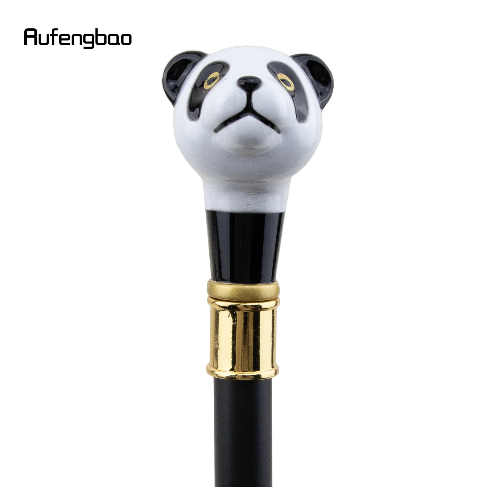 Schwarzer weißer Panda Single Joint Gehstock mit versteckter Platte Selbstverteidigung Mode Rohr platte Cosplay Crosier Stick 93cm