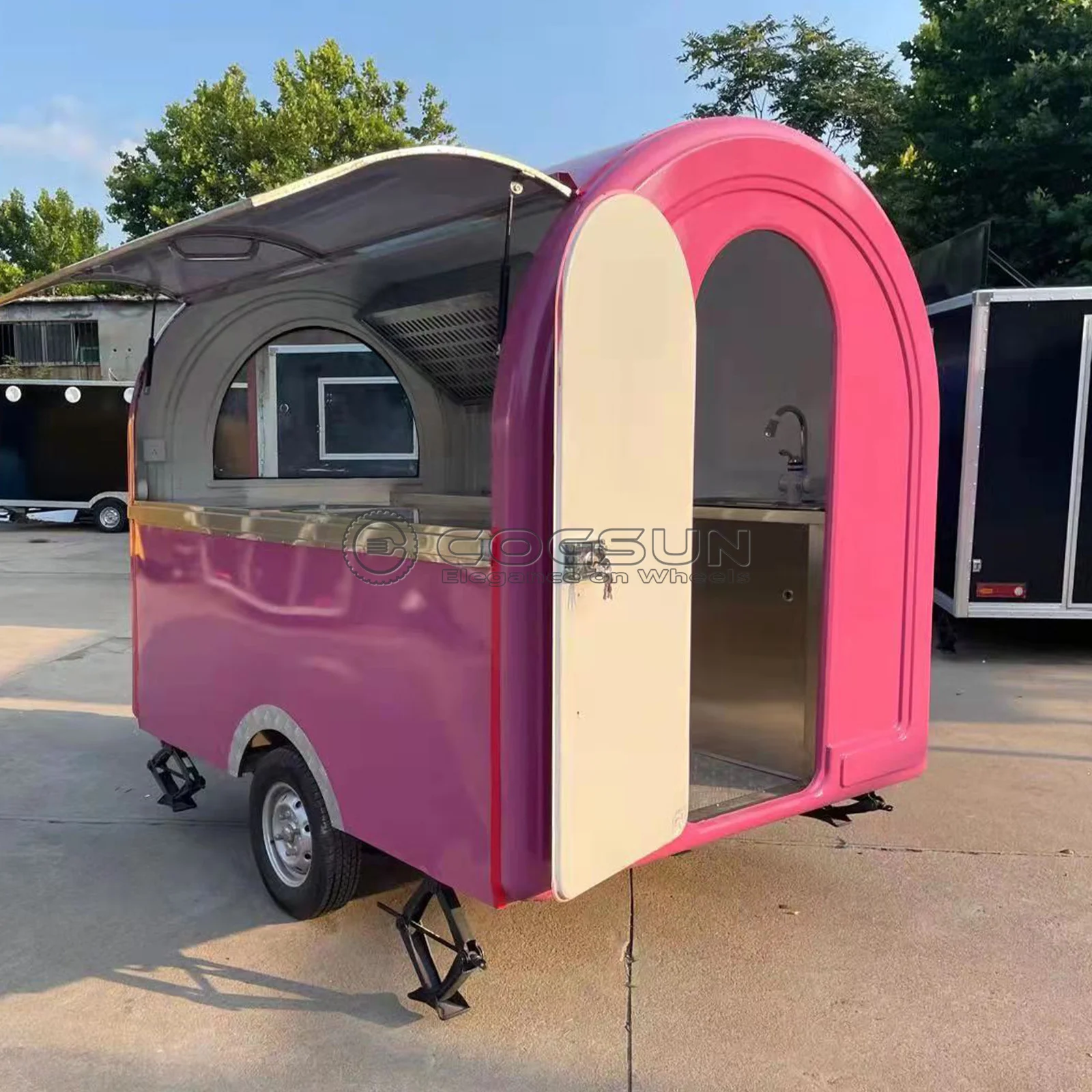 

COGSUN Street Mobile Food Trailer Pizza Van Ice Cream Bubble Tea Coffee Catering Cart Hot Dog Snack Vending Food Truck for Sale