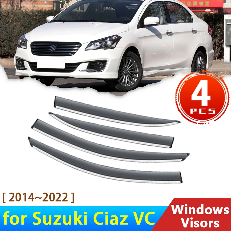 

4x Windshield for Suzuki Ciaz VC 2014~2022 Accessories Deflectors Trim Car Window Visors Rain Eyebrow Guards 2021 2020 2019 2017