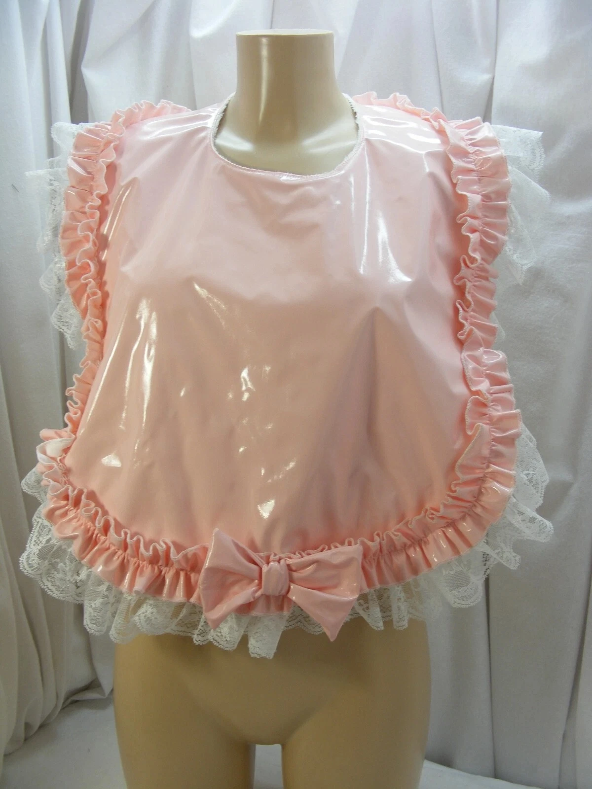 Sissy roupa adulto bebê almofada pvc rosa babador tamanho grande emenda bonito renda laço laço arco enfeite