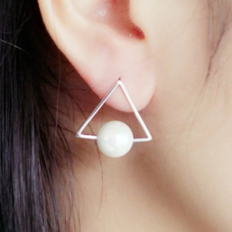 Trendy Geometric Triangle and Pearl Drop Earrings for Women: A Perfect Blend of Modern Design Classic Elegance for Any Occasion