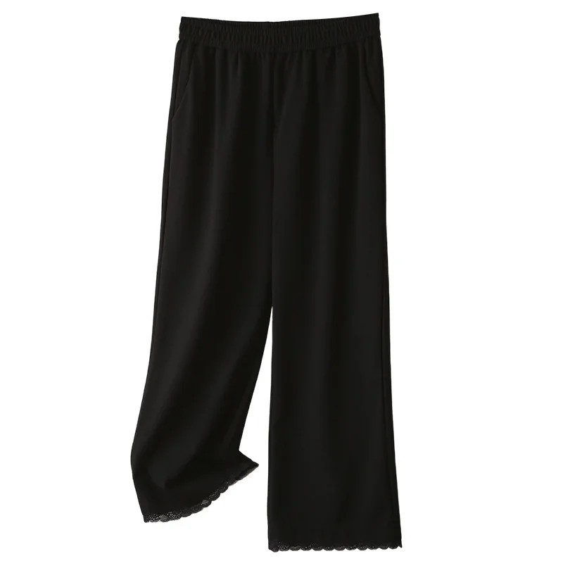 

Plus Size Women's Straight Pants Simple Elegant Lace Leg Opening 100kg Casual Thin Ankle Length Trousers Summer New Style 206