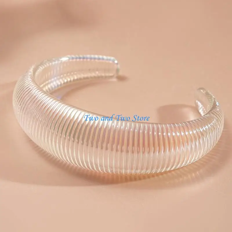 

HX6F Stylish Abstract Geometric Acrylic Bracelet Holography Bangle Wrist Accessories