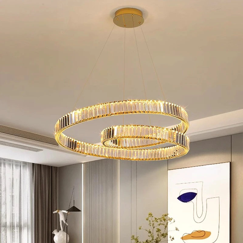 Imagem -06 - Smart Crystal Pendant Lights Decoração para Casa Moderna Lâmpadas de Salão para Sala de Estar Iluminação Interna