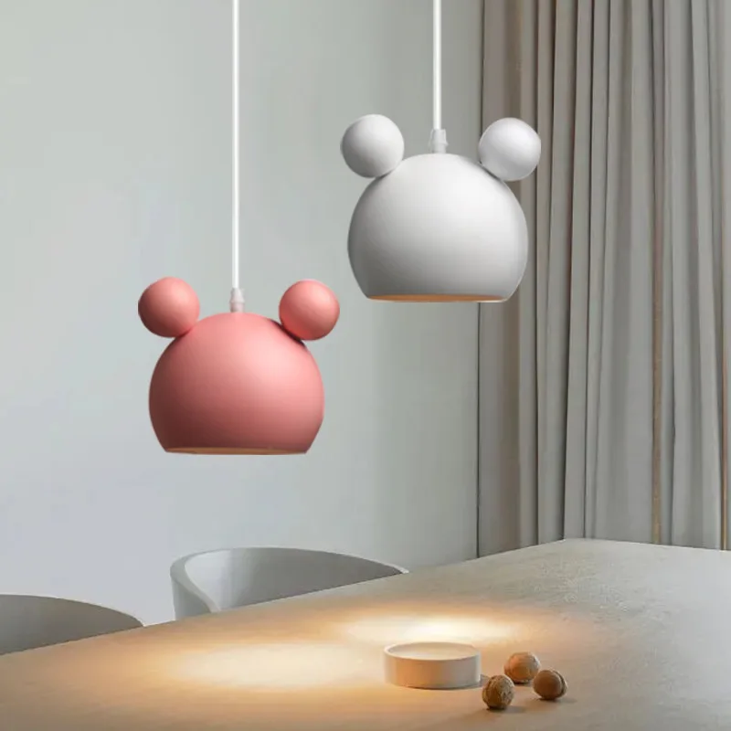 Imagem -02 - Colorido Mickey Luzes Pingente para Quarto das Crianças Hanglamp Lâmpada Led Pendurado Luz Quarto Modern Fixture Decor