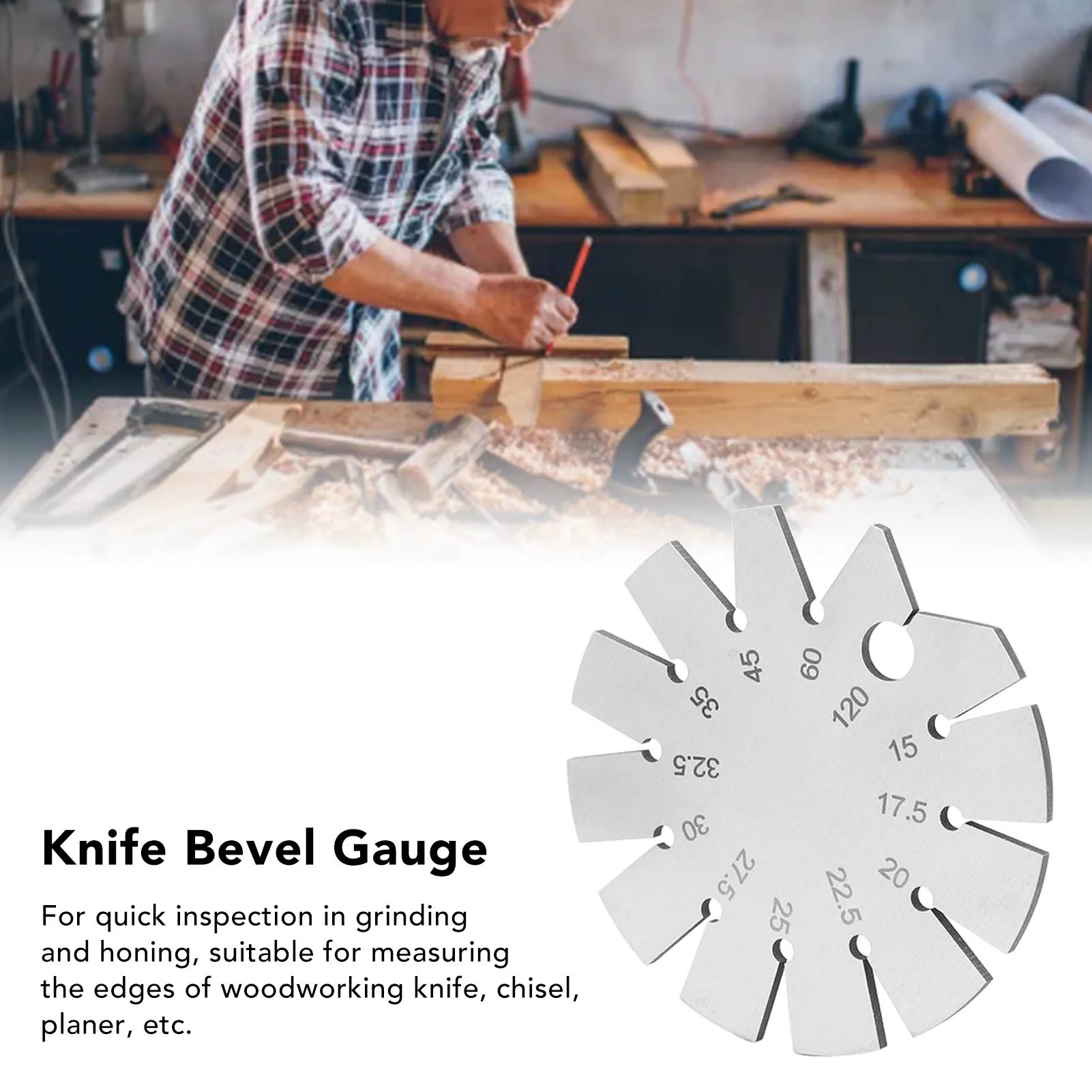 Knife Bevel Gauge Stainless Steel Bevel Angle Gauge Scratch Resistance High Hardness 70mm Circular for Edges Measuring