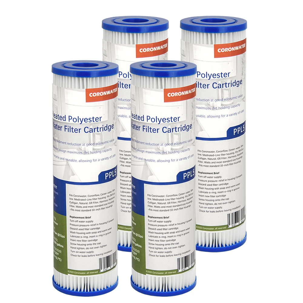 Coronwater Pleated Polyester Filter Cartridge, High Flow Sediment for Water Filter, 2.75 in