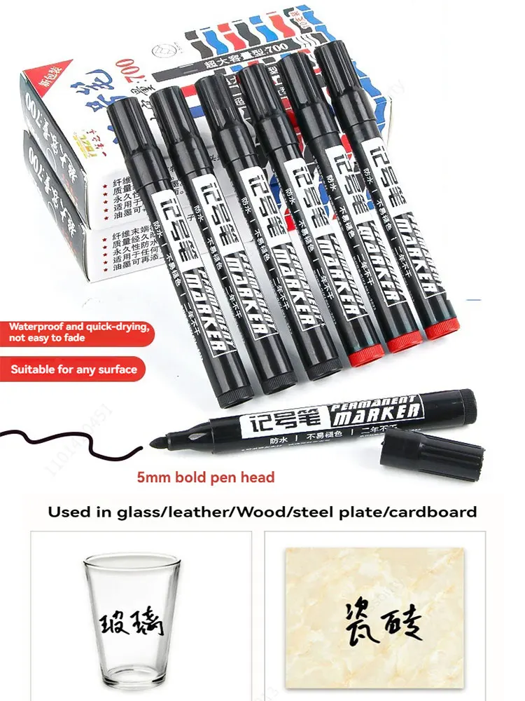Stylo marqueur de peinture Permanent, stylo noir étanche pour pneus, marqueurs huileux, stylo de Signature à séchage rapide, fournitures de papeterie, 3/9 pièces
