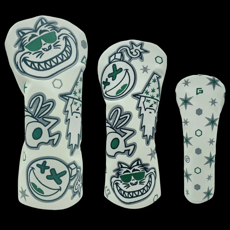 Fat Cat and Mage Golf Club #1 #3 #5 Wood Headcovers Driver Fairway Woods Cover Embroidery PU Leather High quality