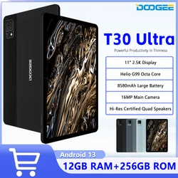 DOOGEE T30 울트라 태블릿 PC, 글로벌 버전, 쿼드 스피커 태블릿, 안드로이드 13, 11 인치 2.5K 디스플레이, 12GB + 256GB, 8580mAh Helio G99, 7.6mm