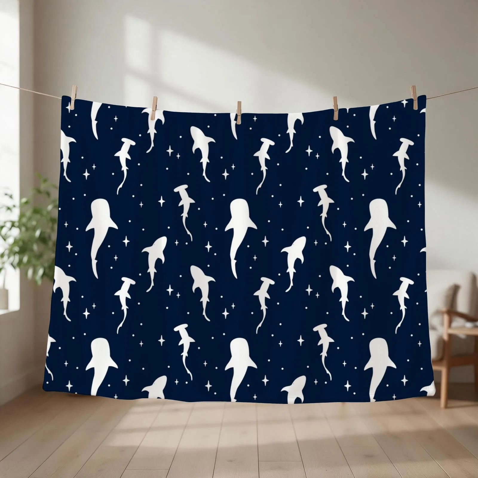 Space sharks Throw Blanket anime wednesday Comforter Winter beds Blankets