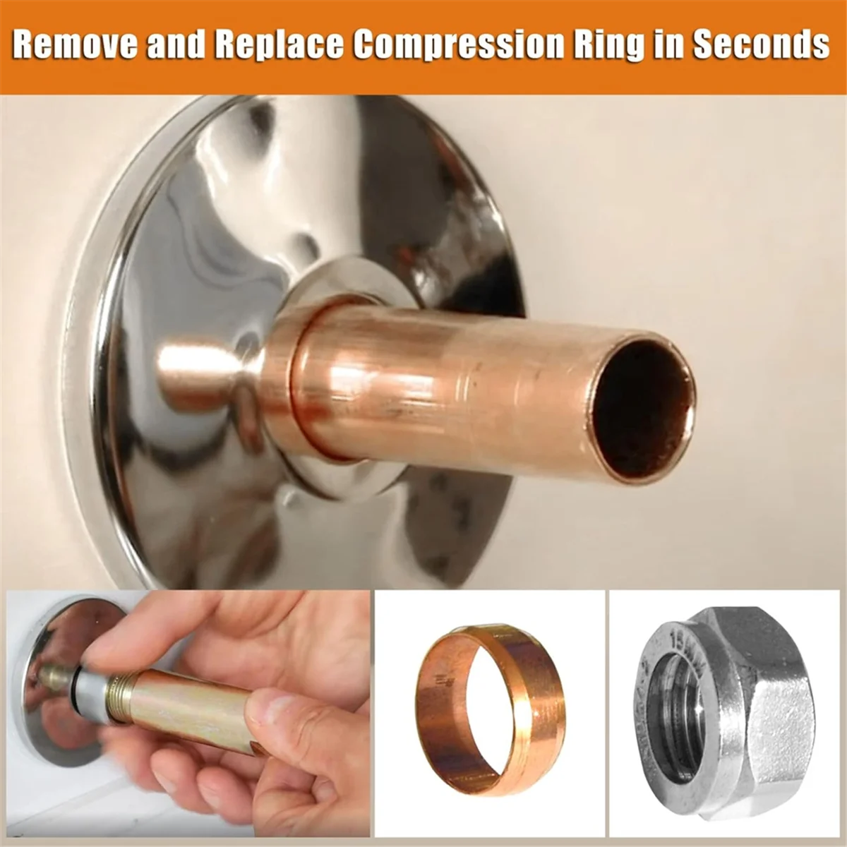 

AT14A Compression Sleeve Puller Tool Corrosionand Frozen Supply Stop, Pipe Tool Compression Ring Removal Tool