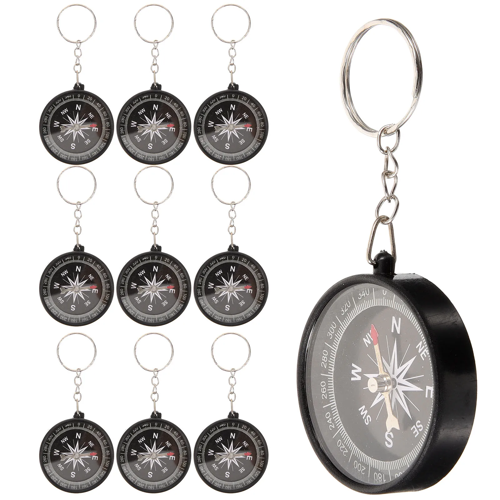 

12 pcs Compass Keychain Pendant Gifts Bulk Pirate Children Party Favors Alloy Ring Treasure Hunt Camping Hiking