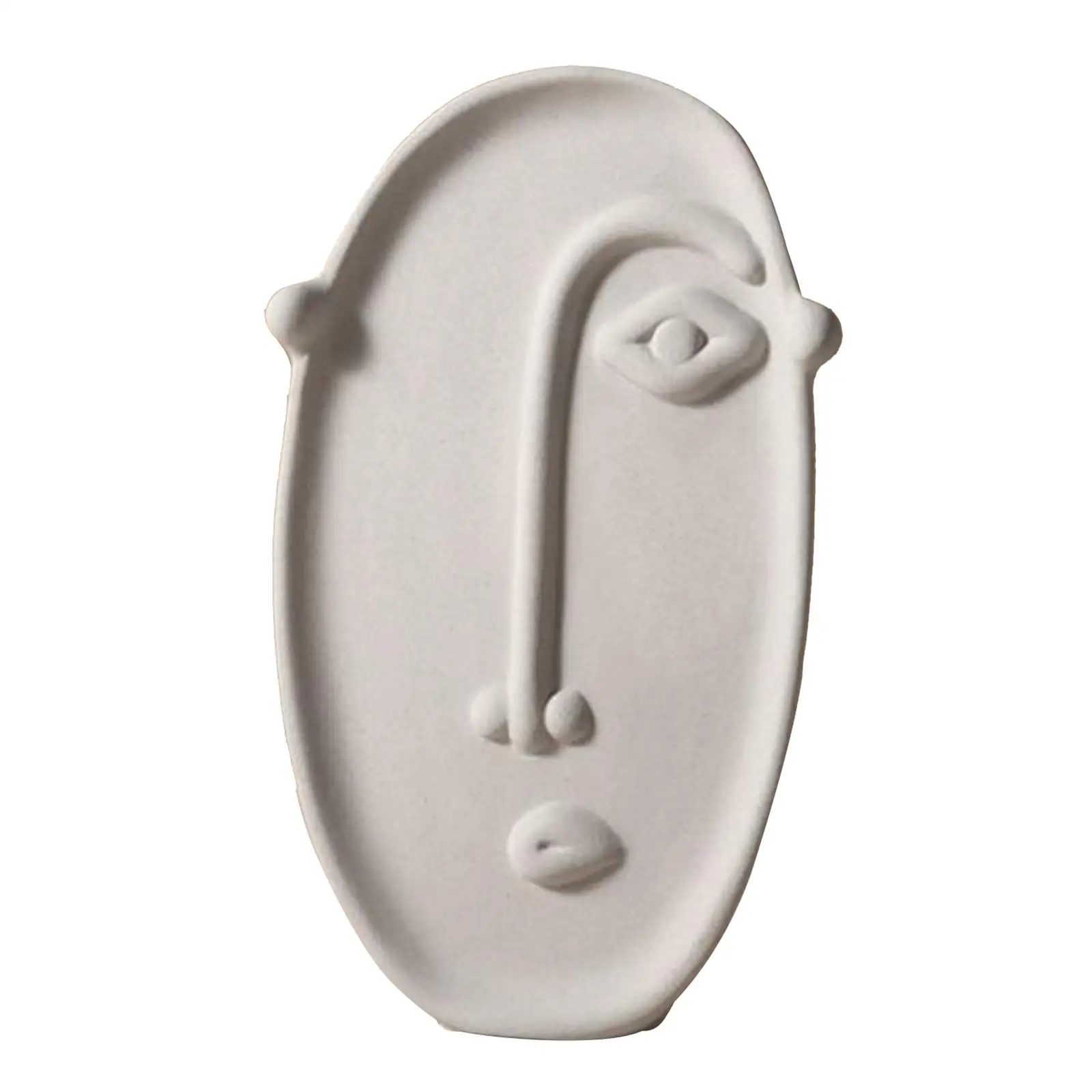 White Ceramic Modern Face Vase for Long Stems Dried Flowers Artistic Home Decor Focal Point for Living Room or Hallway
