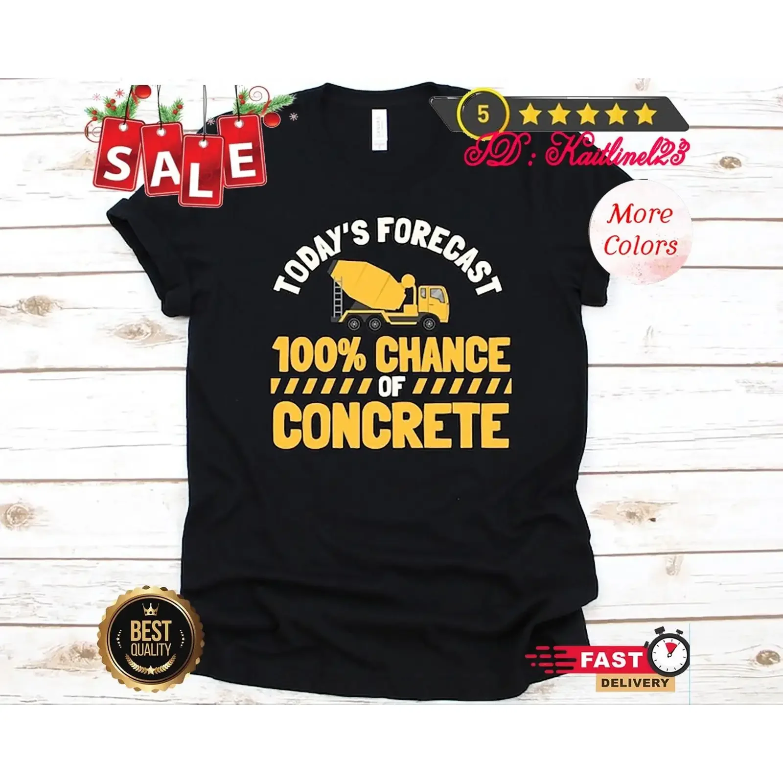 Today's Forecast 100 Chance Of Concrete T Shirt Construction Worker Cement M vintage Washed streetwear Versatile Unisex graphic