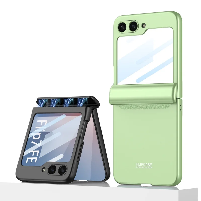 

Magnetic Folding Case For Galaxy Z Flip7 Flip6 FE Matte All-Inclusive Hinge Protection with Tempered Glass Film Shell Cover