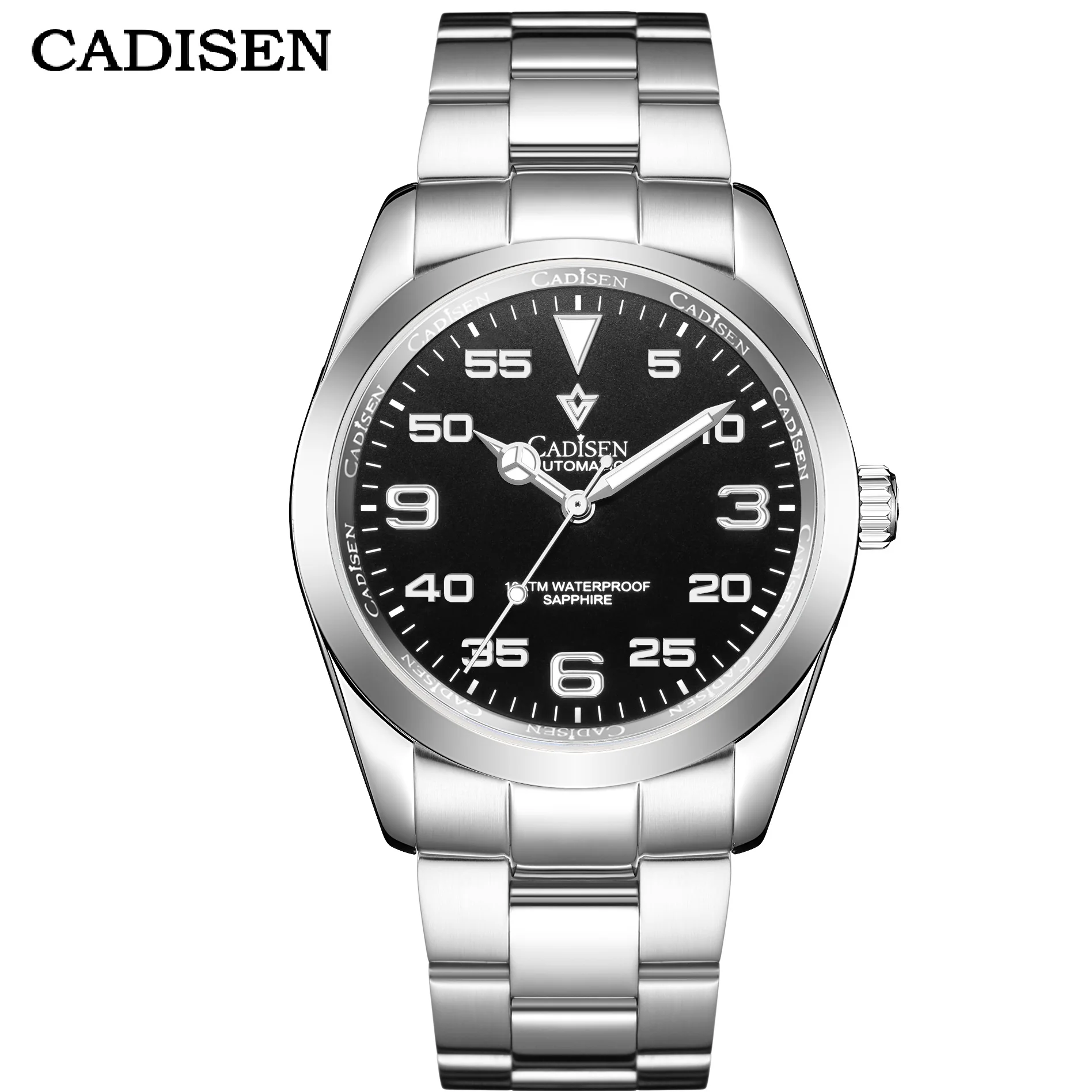 Cadisen Automatic Mechanical Watch sapphire crystal Mirror Swimming 10Bar Waterproof Miyota 8185 Movement 2022 New Men Watches