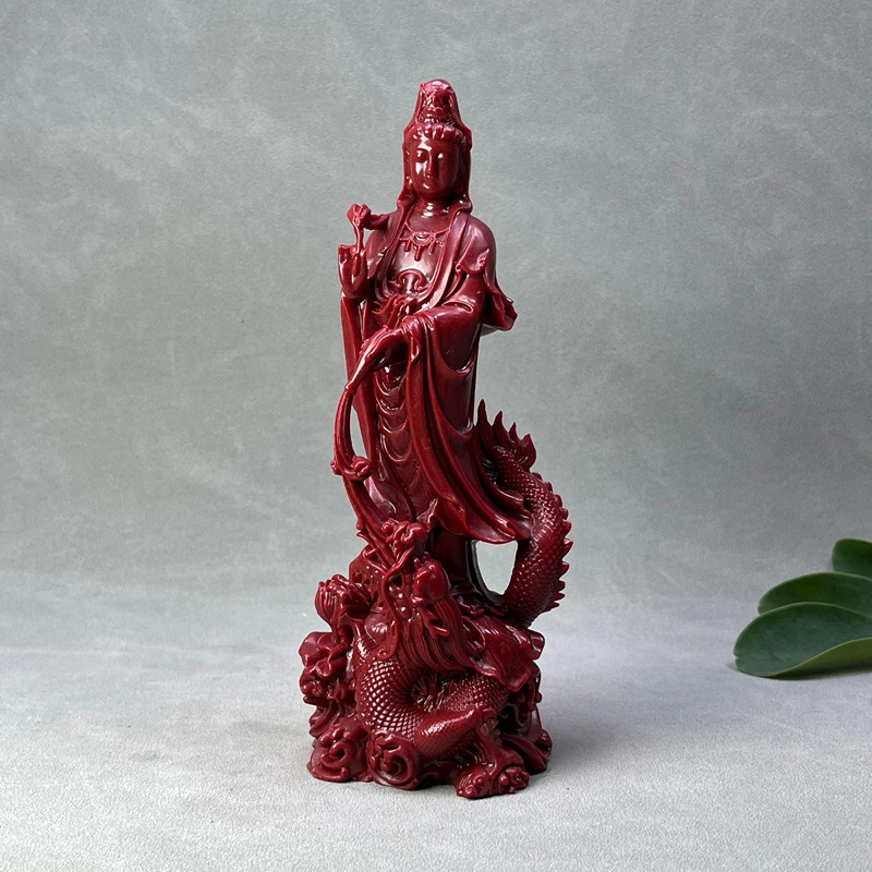 Dragon-Slashing Guanyin: Success in career, good fortune, and stability. Home and office Buddhist hall decoration, imitation cin