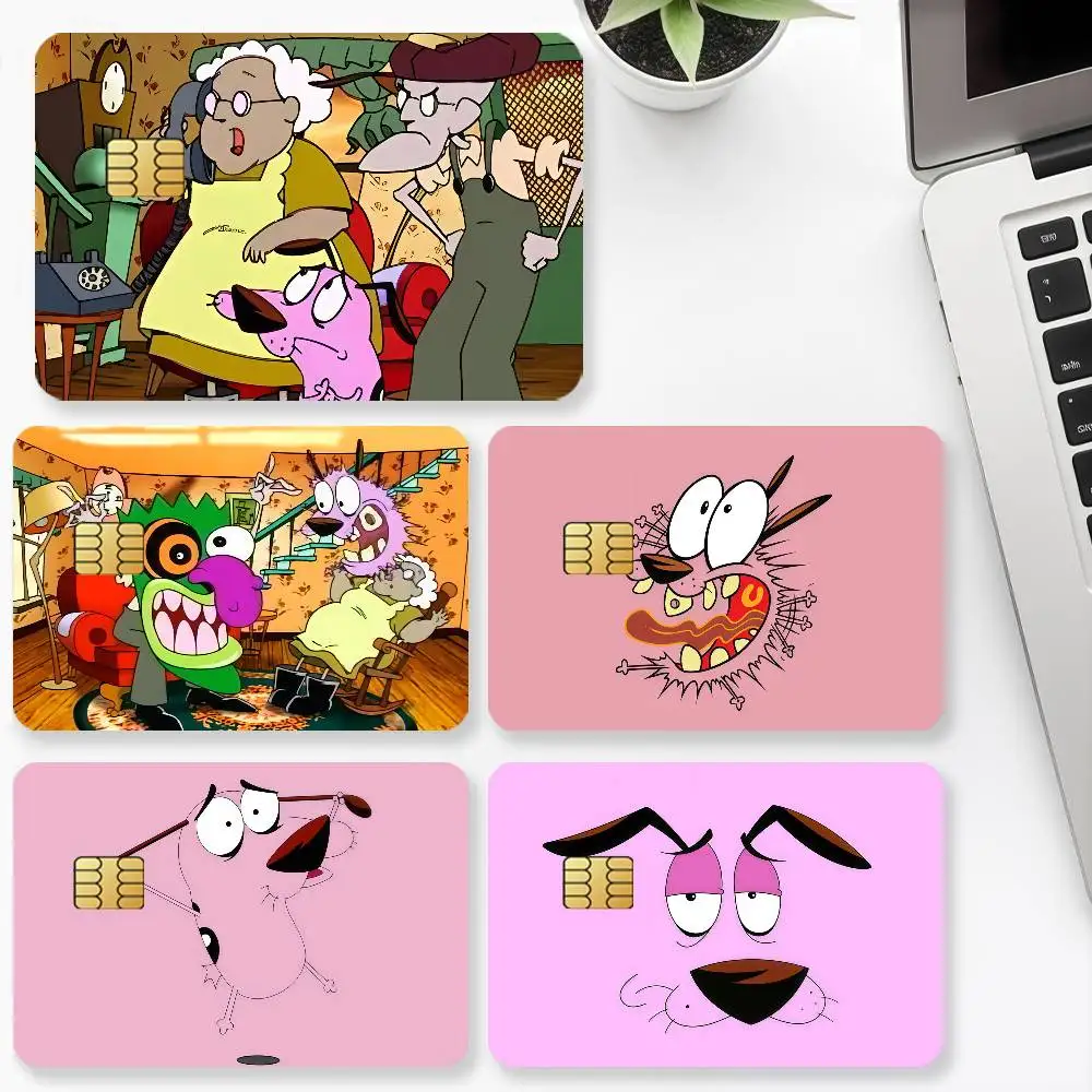 الكرتون C-Courage C-Cowardly D-Dog بطاقة الائتمان لخصم البنك حماية الزخرفية 4 قطعة المضادة للخدش ملصقات مقاومة للماء Bu #1