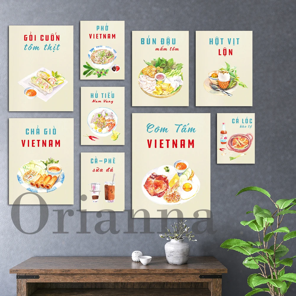 Summer Roll Vietnam Food Vintage Poster Wall Decor Print Retro Old-Fashioned Kitchen Asian Cuisine Restaurant Menu Bistro Foodie