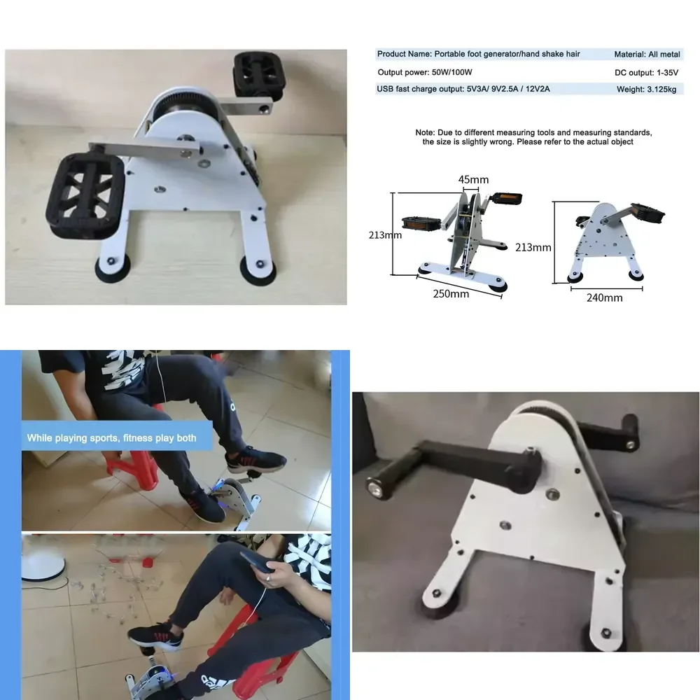 2026 Portable Pedal Hand Generator for Fitness Rehabilitation Training Spinning Bike DC Output 1-35V USB Fast Charging 50W