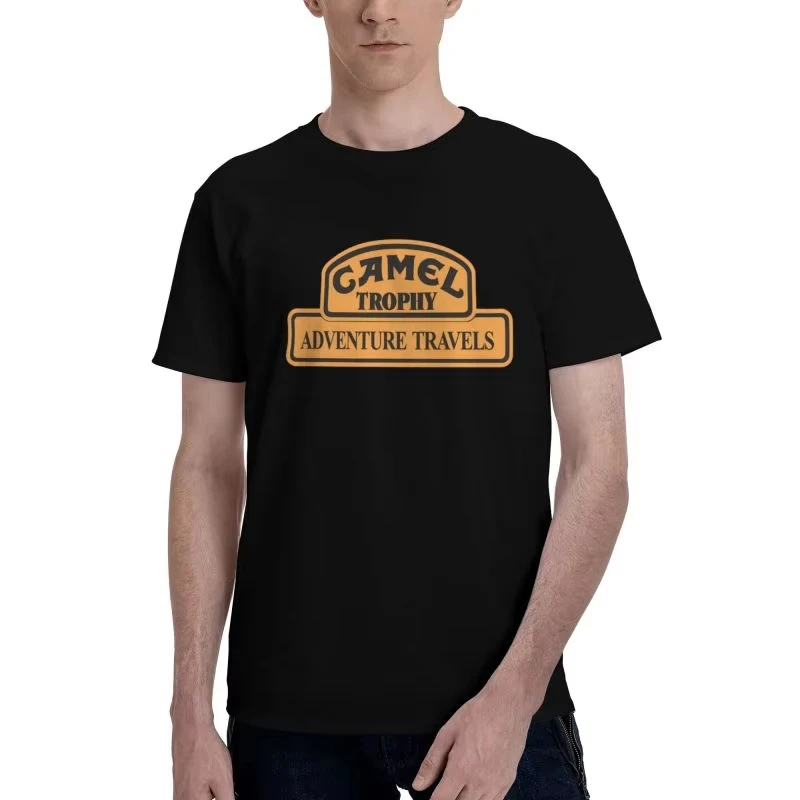 Camel Trophy Racing Print Black T-shirt Men Large Size Cotton Casual T-shirts Summer Short Sleeve Top