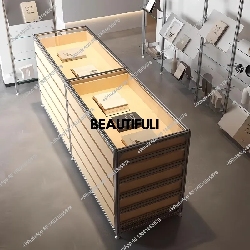 Birch Ocean Panel Aluminum Profile Middle Island Cabinet Display Drawer Locker Display Cloakroom