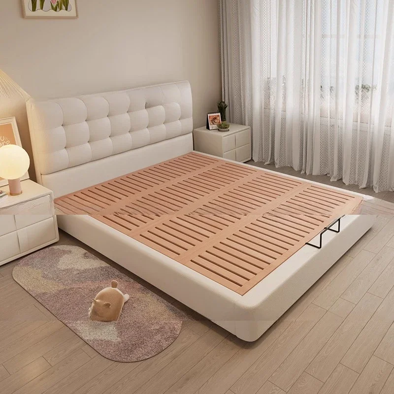 

Italian style, minimalist, creamy style, leather bed, master bedroom, queen bed