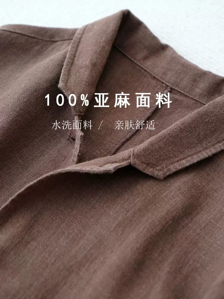 110cm Bust / Spring Autumn Women Casual All-match Loose Japanese Style Brief Comfortable Water Washed Linen Blazer Coats