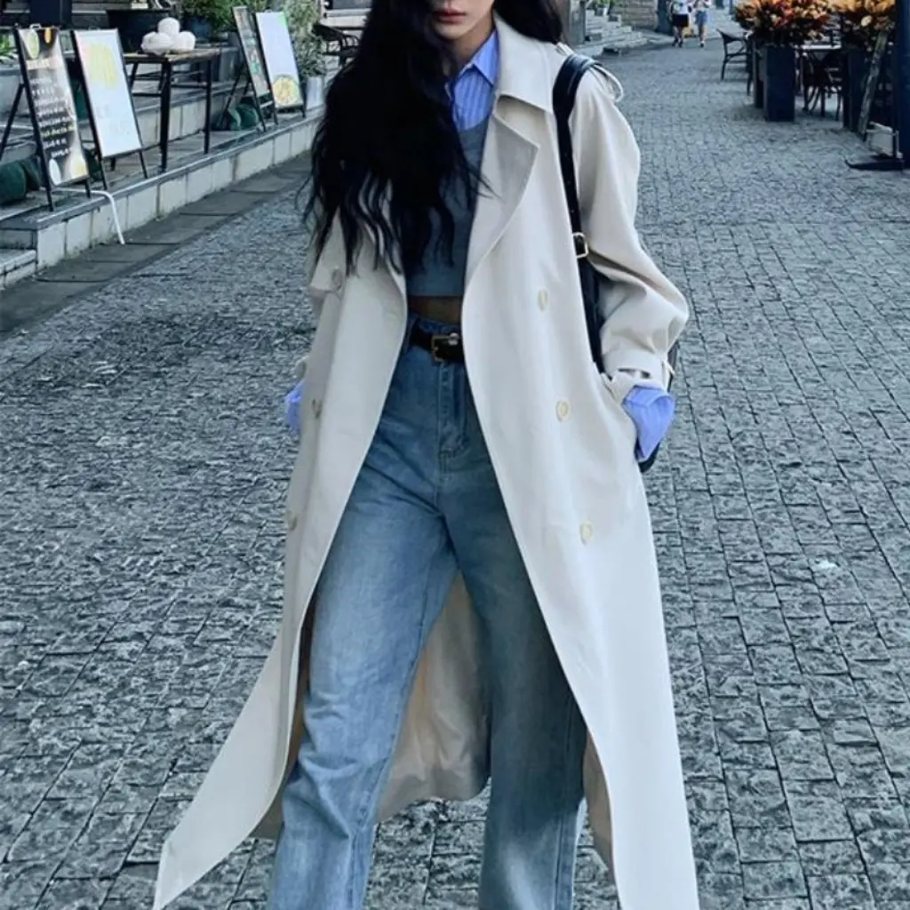 

Женский плащ, весенне-осенний корейский стиль, элегантная высококачественная свободная универсальная модная верхняя одежда средней длины