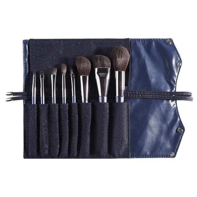 8-teiliges Make-up-Pinsel-Set aus grauem Eichhörnchenhaar mit Aufbewahrungstasche, Geschenkbox für Lidschatten, lose Puderanwendung