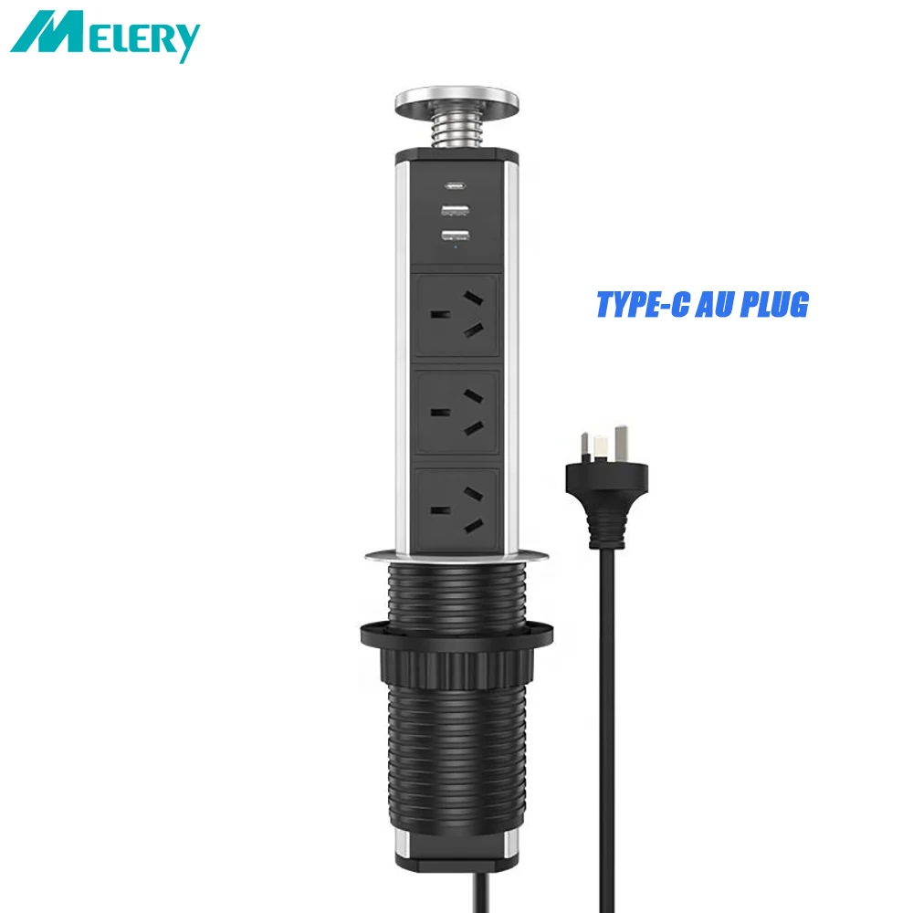 

Выдвижная австралийская розетка с разъемом типа C, удлинительная электрическая розетка с австралийской вилкой, 1,8 м, Удлинительный шнур для рабочего стола, скрытая кухня, офис, дом