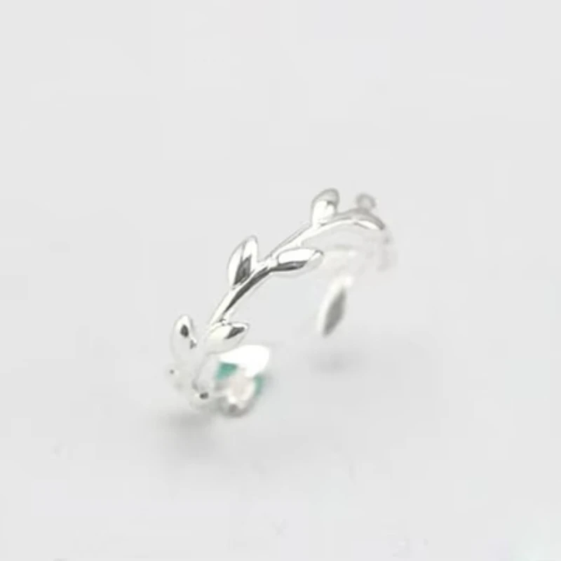 925 Sterling Silver Rings For Women Simple Leaves Open Ring Hypoallergenic Sterling Silver Jewelry Gifts For Girls