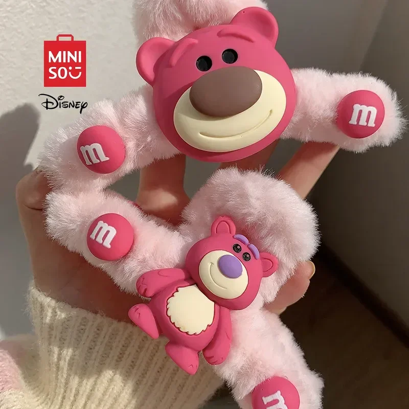 

MINISO Disney Cute Plush Pink Strawberry Bear Grab Clip Cartoon Girl Sweet Shark Clip 2025 New Fashion Accessories for Girl