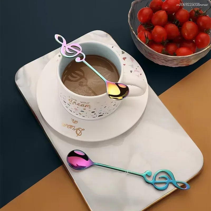 Stainless Steel Musical Note Spoon Creative Coffee Spoon Ice Cream Teaspoon Stirring Spoons Dessert Spoons Home Accessories