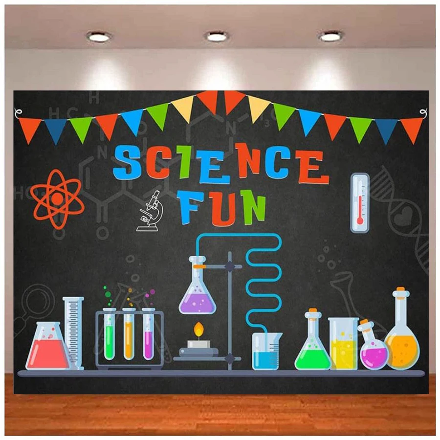 Science Birthday Party Decorations Photo Studio Backgrounds Banner Science Fun Scientist Subject Photography Backdrop Poster