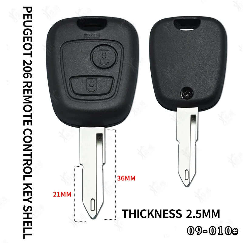 

Для Peugeot 206 логотип 207 прямой 2-клавишный корпус ключа дистанционного управления сменный корпус вспомогательного ключа