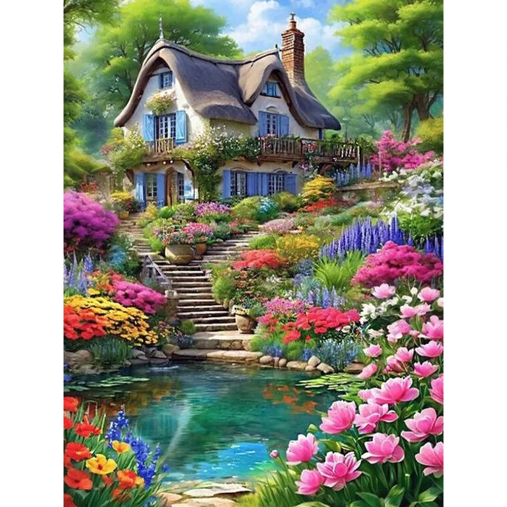 Landschaft 5D Diamant Gemälde Blumen Mosaik Komplettset Haus Diamant Stickerei Kunst Kits Zimmer Geschenk