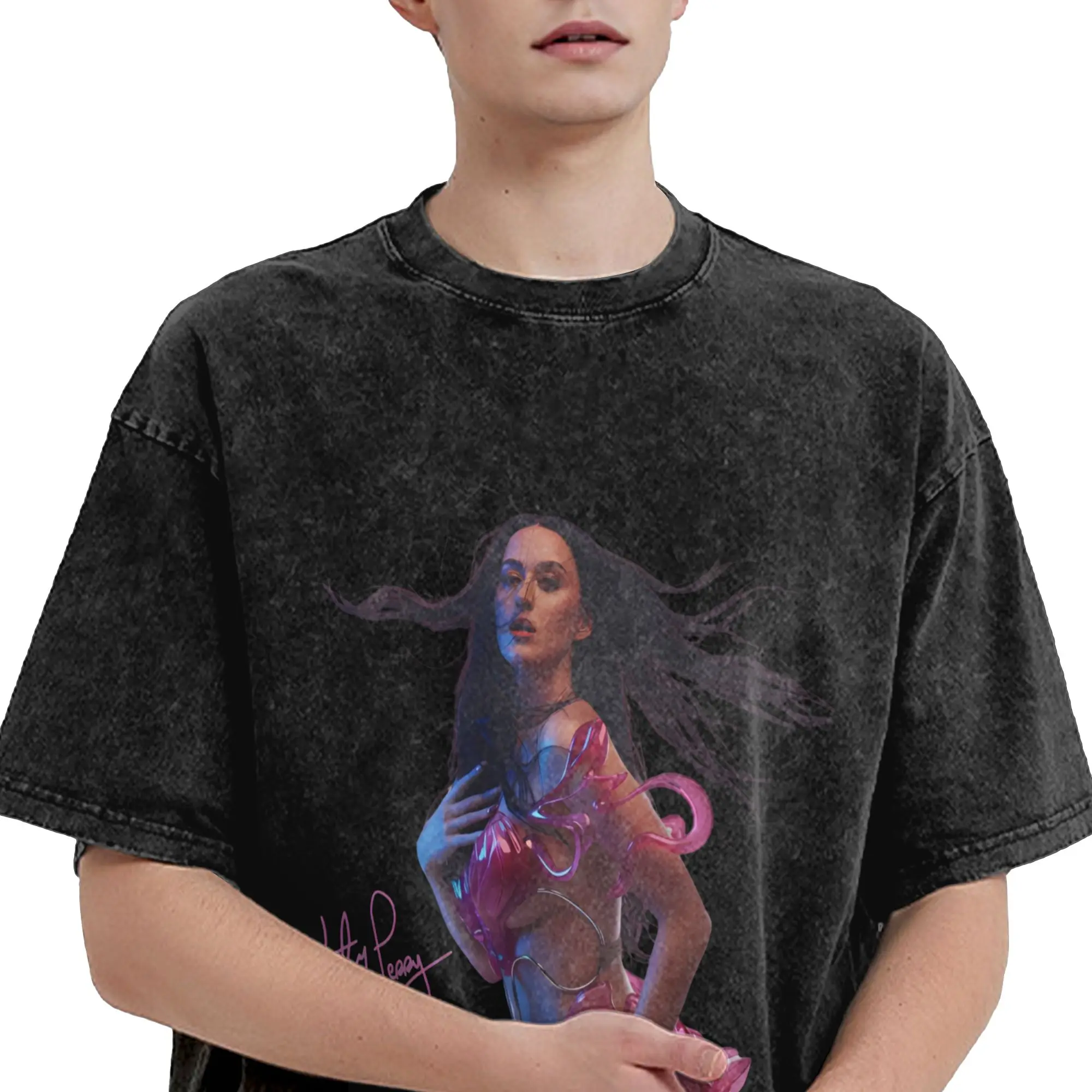 2026 Katys Perrys Tour Merch Washed T Shirt Men Women Streetwear Hip Hop T-Shirts Summer  Tee Shirt Short Sleeve