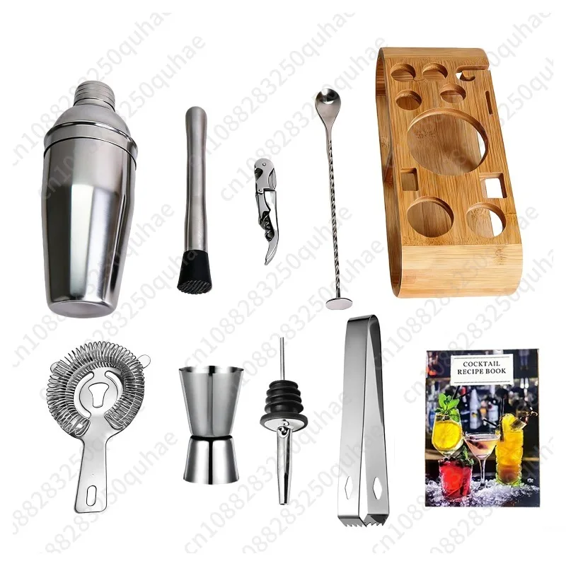 10-Piece Professional Bartender Kit, Stainless Steel Cocktail Shaker Set with Ice Crusher & Tools - Complete Bar Set
