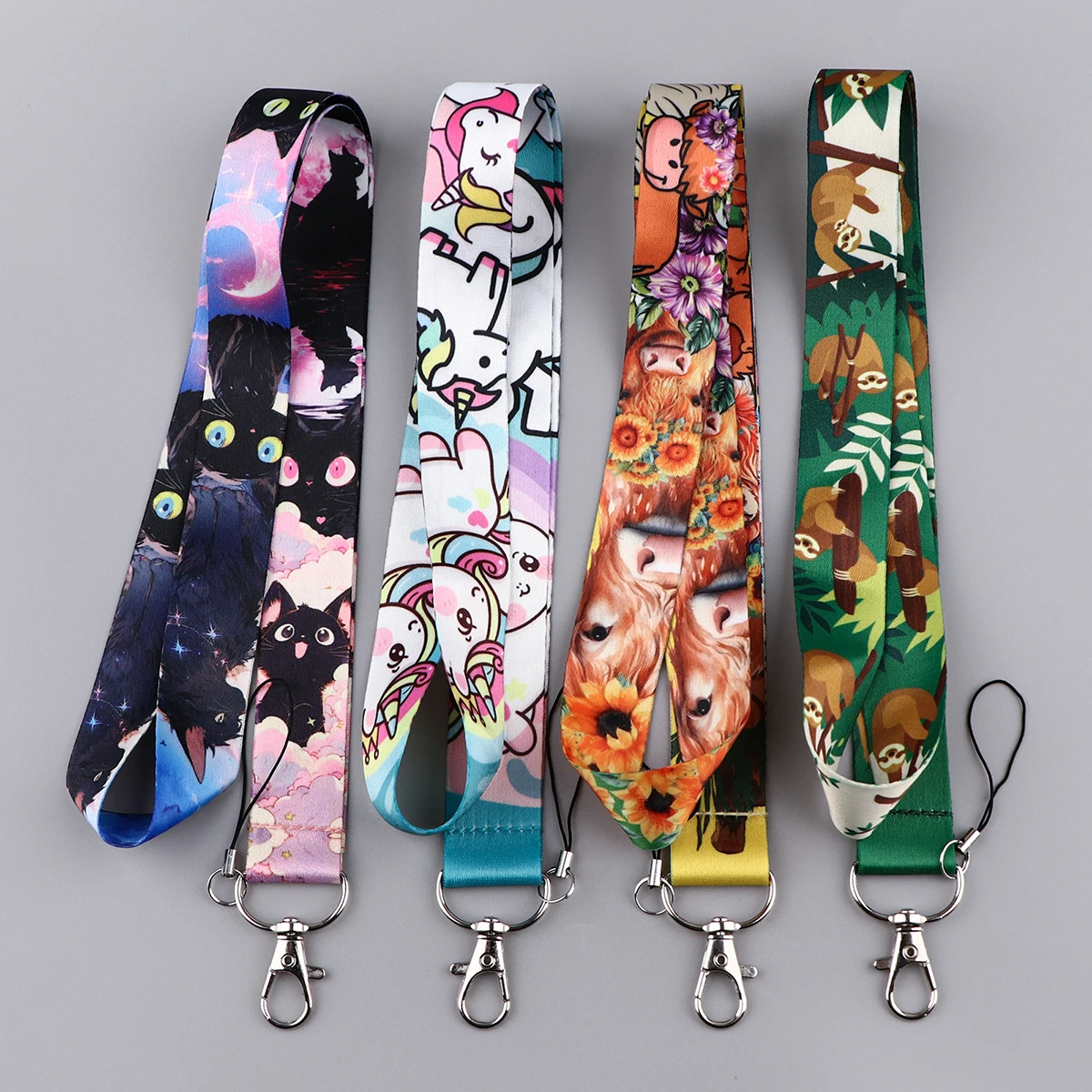 Raccoon Credential Holder Cute Animals Lanyards for Key Cow Neck Strap For Card Badge Gym Keychain Keyring Accessories Gifts