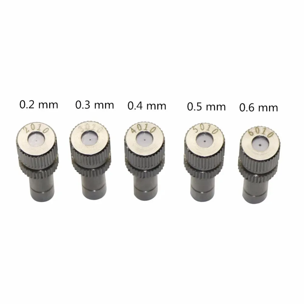 

50Pcs 6mm Misting Nozzle 0.1~0.8mm Quick Connect Metal Nozzle Garden Atomization