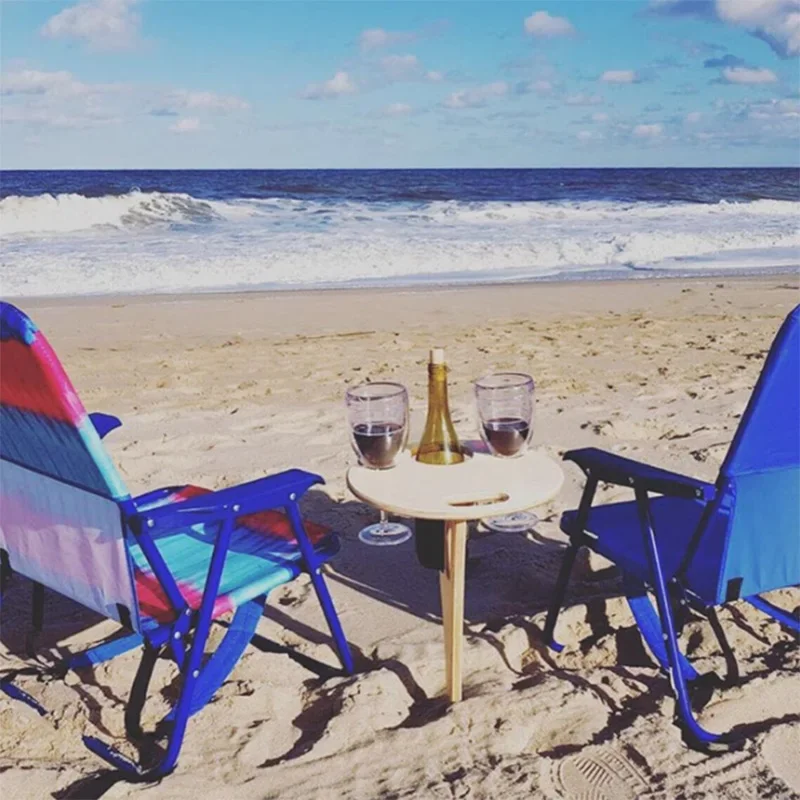 Outdoor Wine Table Mini Wooden Round Portable Foldable Desktop Easy Carry Desk Furniture Party Travel Picnic Folding Low Tables