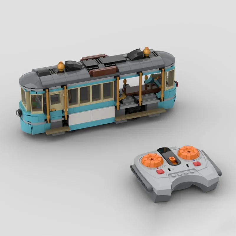 Moc Building Blocks Classic Beach Tram motorized with Power Function Technology Brick Assembly Construction Toy Holiday Gifts
