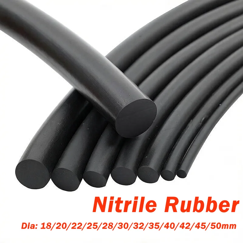 

Solid Black NBR Sealing Strip Dia 18/20/22/25/28/30/32/35/40/42/45/50mm Oil Resistance Nitrile Rubber Round Strip O Ring Cord