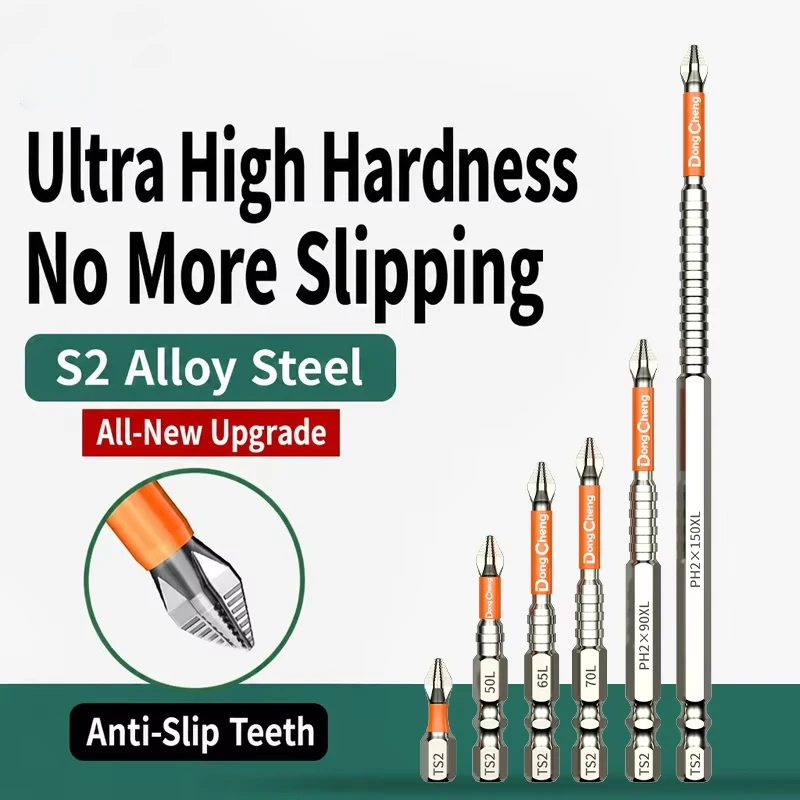 PH2 Screwdriver Bit Professional S2 Steel Magnetic Phillips Bit Anti Slip Hex Shank Impact Driver Bit for Electric Screwdriver