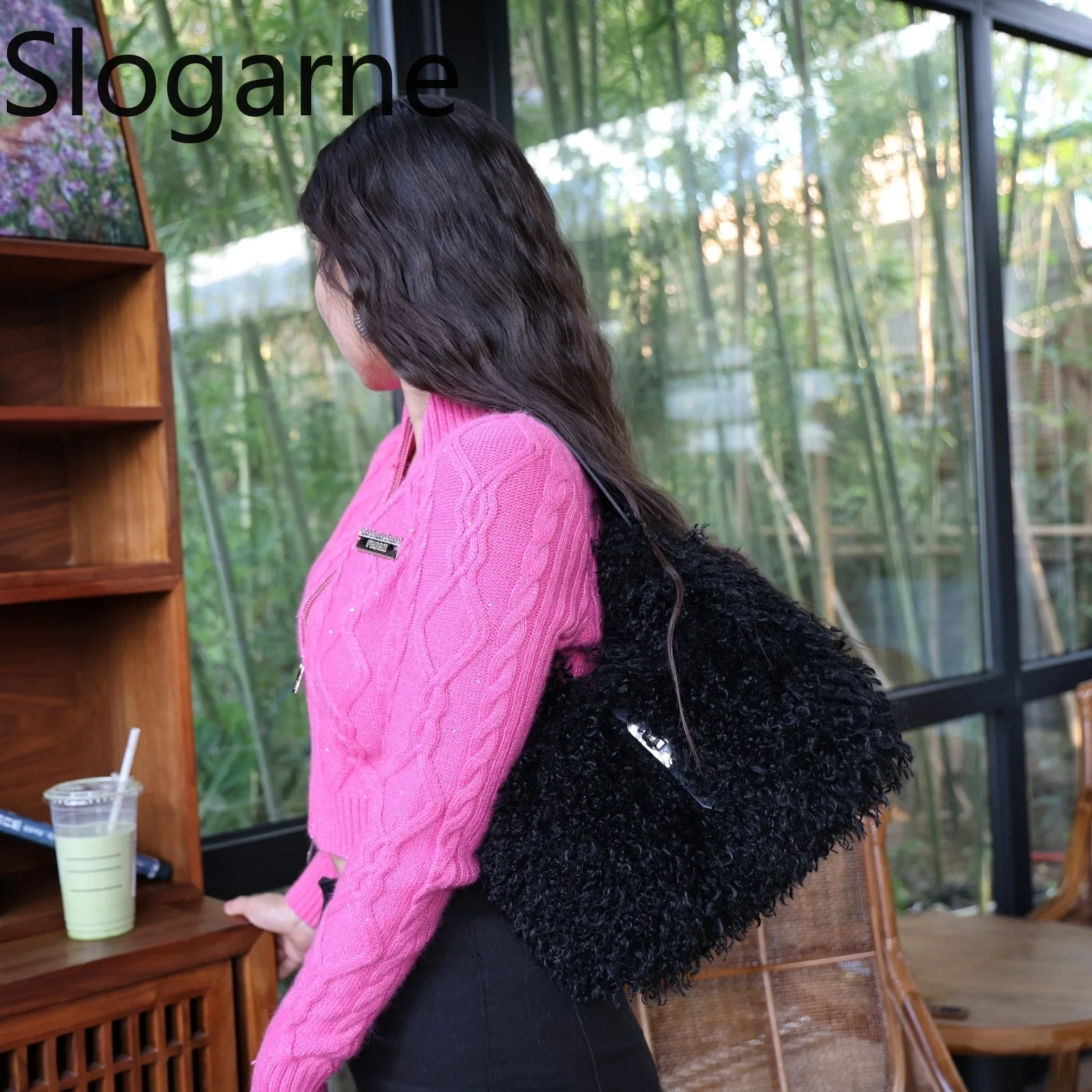 2026 هدية السنة الجديدة النساء الشتاء فو الفراء حقائب السيدات فروي تحت الإبط حقائب رقيق حقيبة كتف فاخرة المنغولية الفراء حمل حقيبة #3