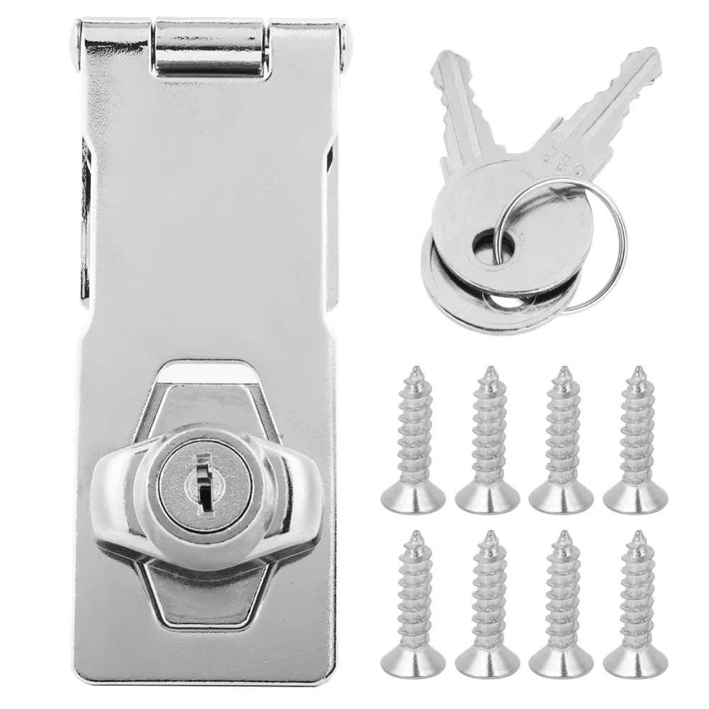 Firmly Silver Keyed Hasp Lock With Keys Stainless steel Safety Locking Hasp Metal Hasp Latches Small Door